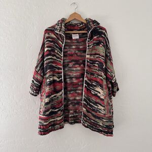 Gypsy 05 Knit Sweater Poncho Zip Jacket Multicolored Small Wool Blend Hollywood